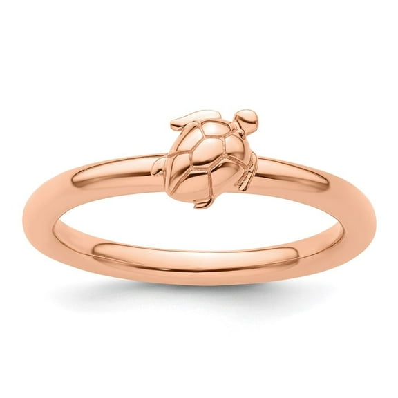Auriga Fine Jewelry 925 Sterling Silver Rose-plated Turtle Ring for Women Size 10