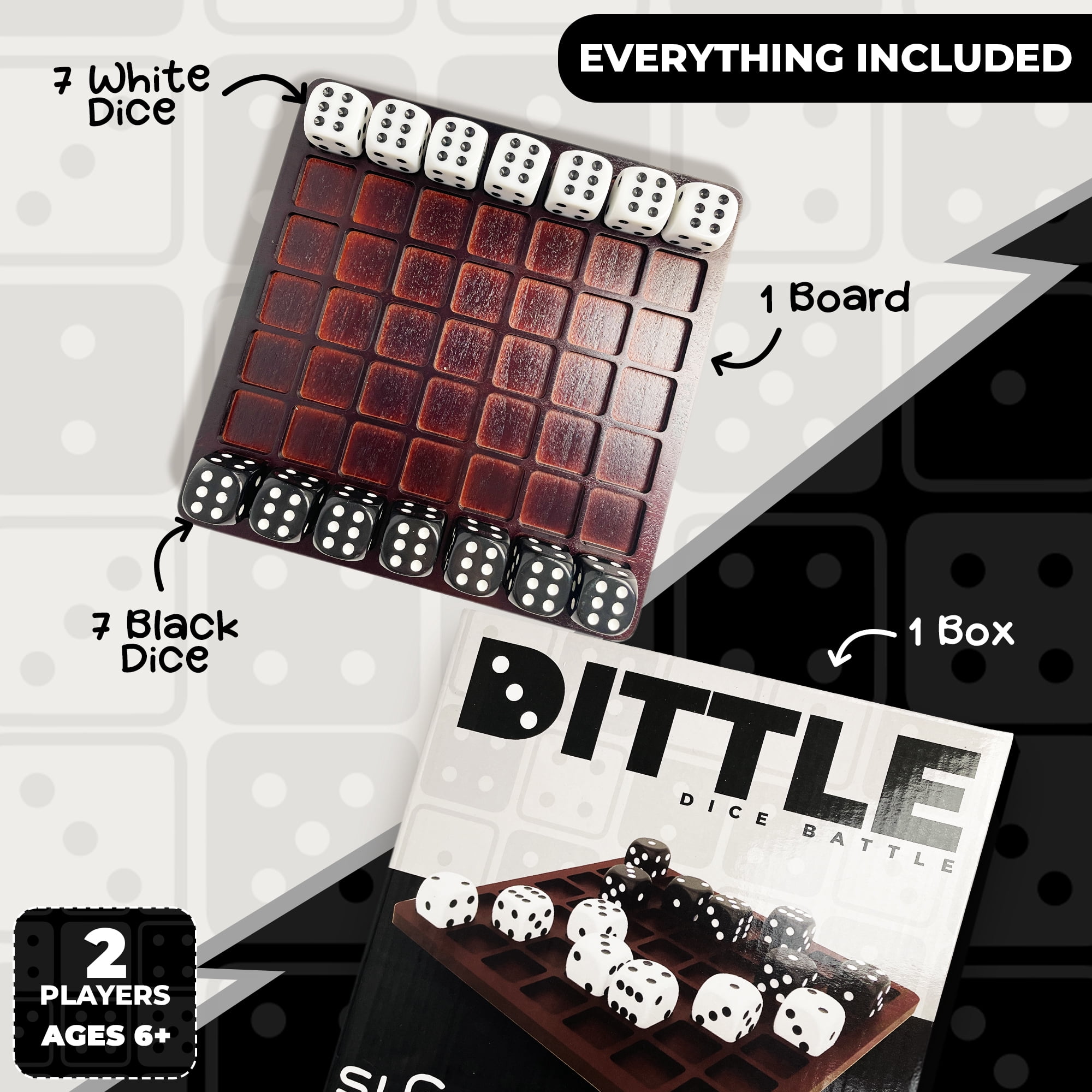 Dittle™️- Dice Battle | 2 Player Dice Games for Adults | Adult Board Games for 2 Players | Best Two Player Games for Adults | 2 Person Wooden Coffee Table Games | Bar Games for Adults Indoor Tabletop