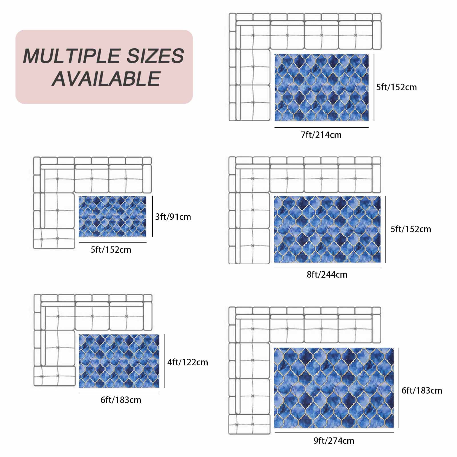 Outdoor Rug 3x5 ft Peacock Blue White Marble Outdoor Large Area Rug Non Slip Rubber Lattice Modern Art Front Door Mat RV Rug Camping Carpet Patio Outdoor Rugs for Backyard Balcony Deck Porch Indoor