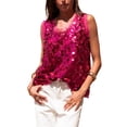 thumbnail image 3 of Laqbezok Women's Large Sequin Tank Top, Sparkly Sleeveless Scoop Neck Paillette Blouse, Sexy Beach Party Outfit, 3 of 8