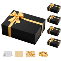 Black Gift box for Presents with Lids:11×8×3.5 Inches Packaging with Magnetic Lid - Holds Christmas Wedding Birthday Gifts - Ideal for Couples Friends Family （Black,Pack of 5）