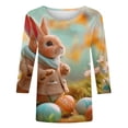 thumbnail image 4 of Women's Round Neck Blouse Spring Elegant Shirts Vintage 3/4 Sleeve Loose Fit Flowy Tunic Tops Summer Clothes for Teen Girls Tie Dye Floral Print Fashion Dressy Casual Tops Multicolor T Shirts XXXL, 4 of 5