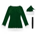 thumbnail image 5 of DPOIS Women's Flannel Mrs Santas Christmas Long Sleeve Bodycon Mini Dress, 5 of 7