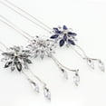 thumbnail image 4 of Yesbay Women Rhinestone Snowflake Pendant Long Chain Sweater Necklace Gift-White + Blue, 4 of 7