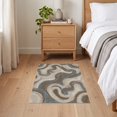 thumbnail image 3 of ODIKA 2'x3' Ultra-Soft Accent Mat, Navy Fluid Absract Featuring Inspired Abstract Pile Large None Washable, Bare feet friendly, Easy Care Indoor rug for Bedside, Footrest, 3 of 7