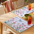 thumbnail image 4 of Pink Flowers Placemats Set of 4 Spring Floral Butterfly Leaves Plants Blue Plaid Place Mats Indoor Wipeable Table Mats Washable Dining Table Placemats for Kitchen Holiday Party Home Decor 13x19 Inch, 4 of 9