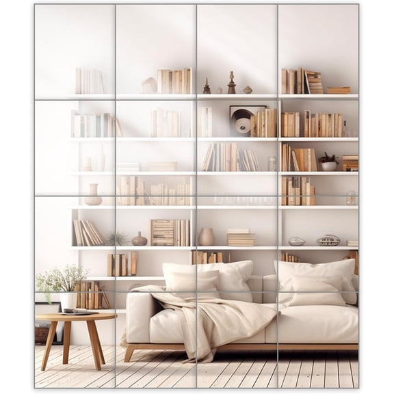 Wall Mirrors, 14''X 12'' Glass Wall Mirror Tiles (16 PCS), Large Full Body Mirro