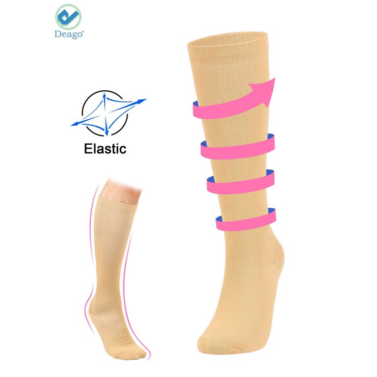 Deago 4 Pairs Knee High Graduated Compression Socks for Women & Men  15-20mmHg-Best Medical,Running,Nursing,Hiking,Recovery & Basketball Socks  (L/XL)