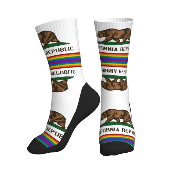 Mens Womens California Lgbtq Gay Pride Flag Hiker Cushion Crew Socks