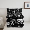 thumbnail image 4 of Homewish Halloween Skull Bats Twin Comforter Sets,Moon Stars Bedding Set,Black White,Black Reversible,2pcs,1 Comforter and 1 Pillowcase, 4 of 6