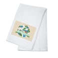 thumbnail image 1 of Branson, Missouri, State Bird and Flower Collection, Bluebird and Hawthorn Pattern, Contour (100% Cotton Tea Towel, Decorative Hand Towel, Kitchen and Home), 1 of 3
