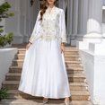 thumbnail image 1 of Qiopertar Robe Musulmane Imprimée à Manches Longues Col en V Robe Formelle et Robe à la Cheville en Solde à Moins de 5$ en Solde, 1 of 9