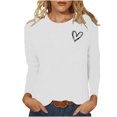 thumbnail image 1 of Besolor T-Shirts de la Saint-Valentin pour Femmes Imprimé Cœur Col Rond Manches Longues Tunique Décontractée Blouse Tee, 1 of 4