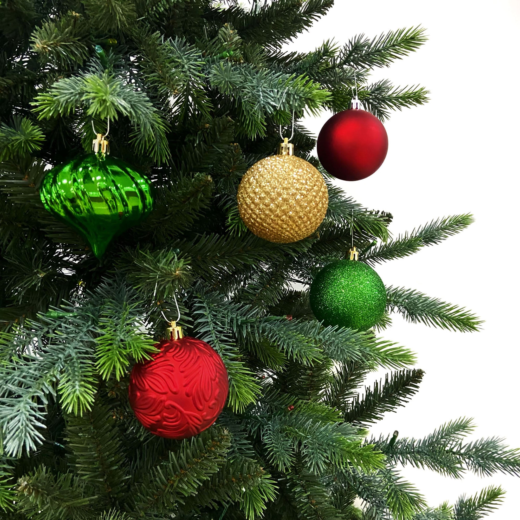 Holiday Time 45-Count Shatterproof Ornaments-Red/Gold/Green, Measures 2.76" in diameter