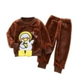 thumbnail image 2 of SGFCWSX Girls 2 Piece Sets Fleece Fall Outfits Warm Skinny Sweatpants and Sweatshirts Set Brown Size 4 Years, 2 of 3