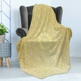 thumbnail image 4 of Mandala Soft Flannel Fleece Throw Blanket, Round Antique Motif Curvy Ornate Heart Shape Influences, Cozy Plush for Indoor and Outdoor Use, 70" x 90", Yellow Pale Yellow, by Ambesonne, 4 of 5