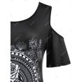 thumbnail image 3 of Camiseta de Talla Extra con Escote Pronunciado en Hombros Al Aire con Estampado de Flores Rosegal Camisetas tallas grandes, 3 of 5
