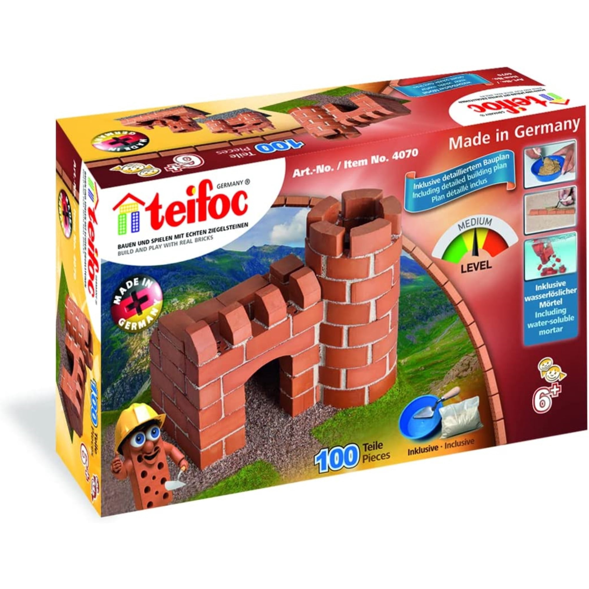 Teifoc 4070 Small Castle & Pen Holder, Model Building Kit - 100 Piece