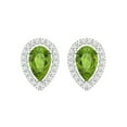 thumbnail image 3 of 2.72 ct Screw-Back Stud Earrings for Women | 8x5mm Pear Cut Natural Peridot | 18K White Gold, 3 of 5