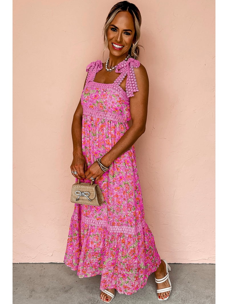 empire-waist tank maxi dress in floral The Rayen Tank Floral Midi Dress in Orange Multi X-Large