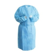 Isolation Gown Knitted Knit Cuff, Medical Dental, Latex Free, Fluid Resistant (Blue, 50 Gowns/5 Pack)