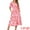Pink, variant on Loose Boho V Neck Short Sleeve Tie Waist Floral Maxi Dress L Pink