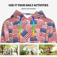 thumbnail image 4 of Fotbe America Flags Pattern Womens Long Sleeve Hoodie, Pullover Hooded Sweatshirt, Kangaroo Pocket Hoodie with Eye-catching Drawstrings-Large, 4 of 7