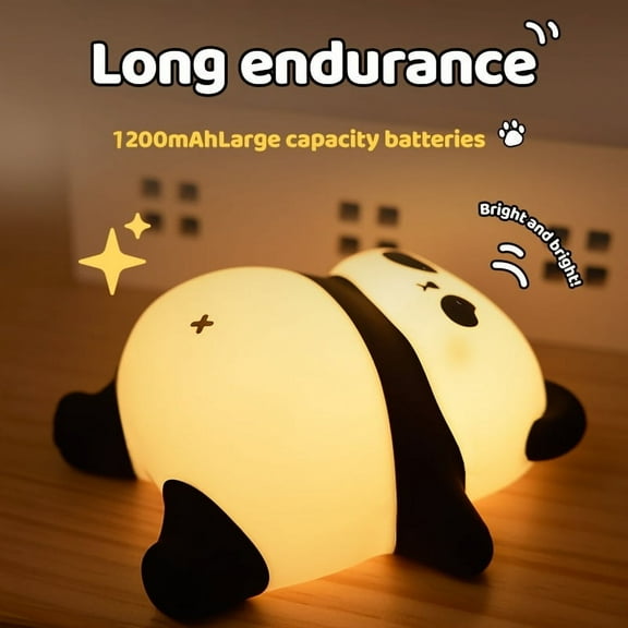 YIYUN Sugar Panda Night Light – Soft Silicone Touch Lamp, USB Rechargeable Dimmable Sleep Light for Kids Bedroom & Gift.