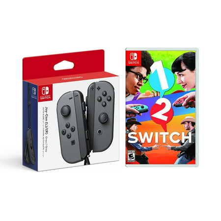 Nintendo Switch Joy-Con (L/R)- Gray, 1-2 Switch - Nintendo Switch (Game Disc) Multiplayer Party Game, Console Not (Best Switch Multiplayer Games)