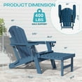 thumbnail image 4 of FODINGHILL Folding Adirondack Chair with ottoman , W/ Footrest & Dual Cup Holders, HDPE All Weather Fire Pit Chair for Porch Garden Pool, Blue, 4 of 10