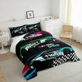 thumbnail image 3 of jejeloiu Speed Racing Car Bedding Comforter Set,Extreme Sport Lovers Twin Comforter Sets,White Black Classic Plaid Bedding Set For Boys Kids,Breathable Home Decor,2pcs, 3 of 8