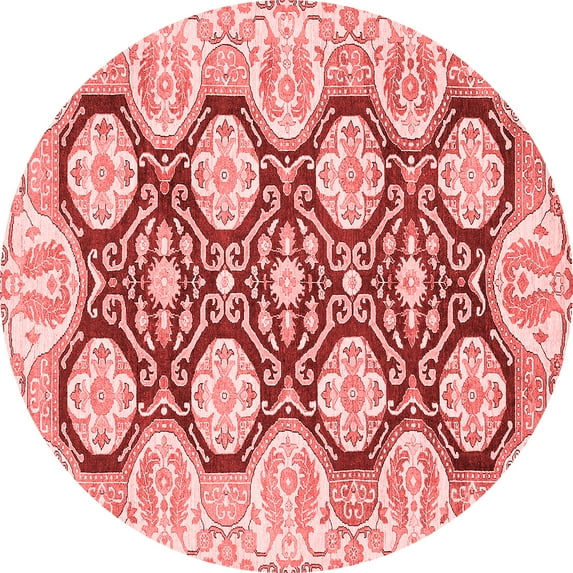 Ahgly Company Machine Washable Indoor Round Oriental Red Traditional Area Rugs, 6' Round