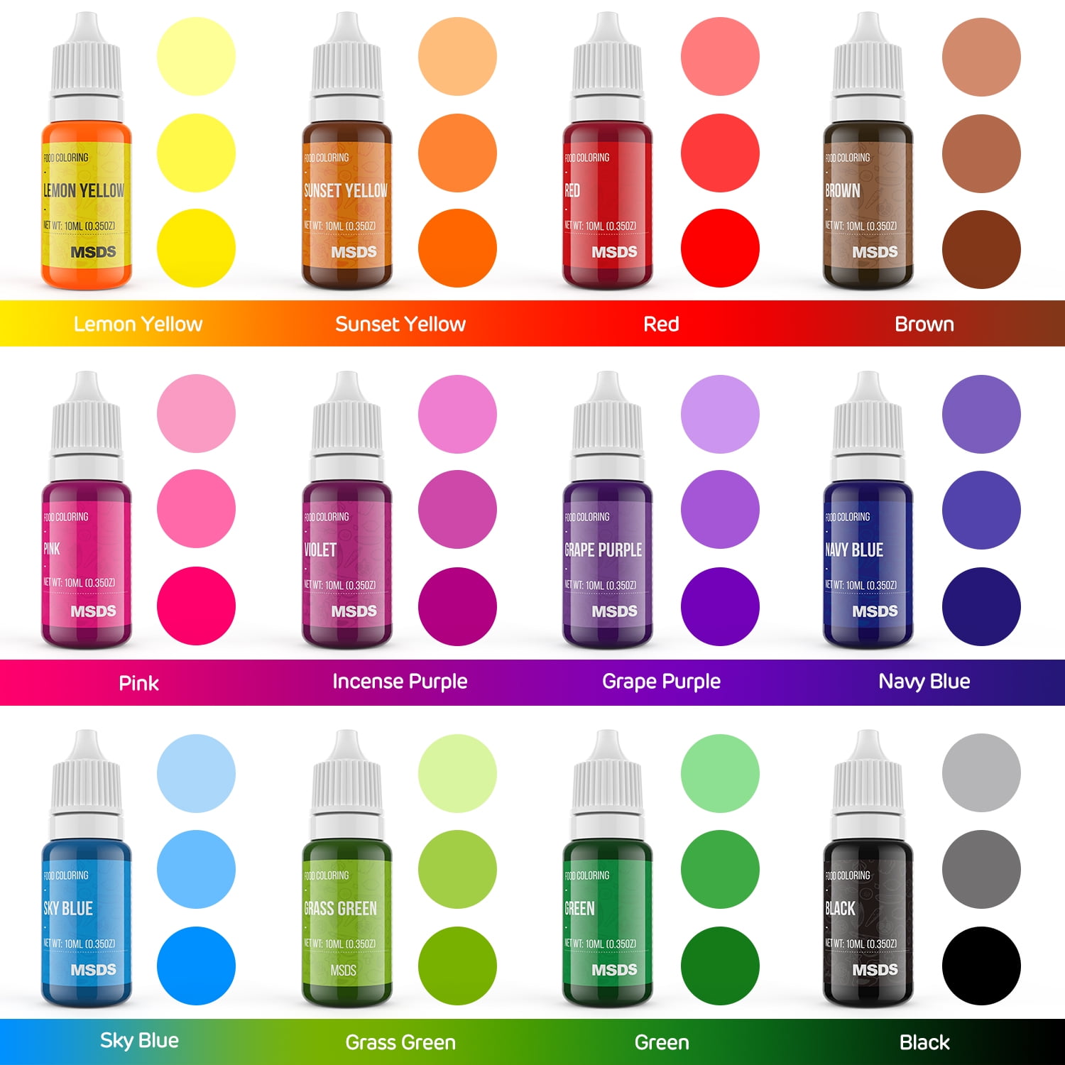 Buy Nomeca 12 Color Food Coloring Set, Decorating, Fondant, Cake