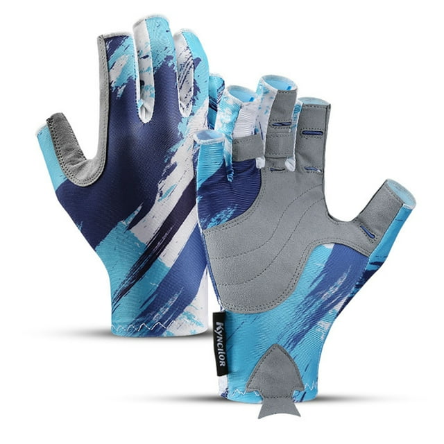 Guantes de pesca Guantes de protección UV Guantes de protección solar Guantes para hombres y mujeres para actividades al aire libre, kayak, remo (azul) 650