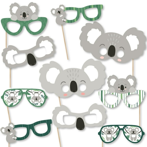 Big Dot of Happiness Koala Cutie Glasses and Masks - Paper Card Stock Bear Birthday Party and Baby Shower Photo Booth Props Kit - 10 Count