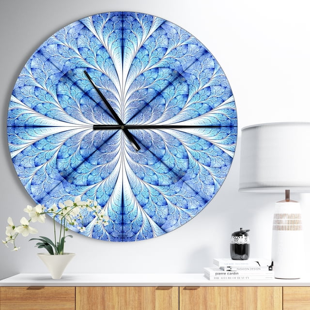DesignArt Symmetrical Light Blue Pattern Large Wall Clock