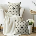 thumbnail image 3 of Black Floral Pillow Covers 18x18 Set of 2 Block Print Cute Flower Boho Modern Modern Aesthetic Trendy Decorative Throw Pillow Cases Outdoor Farmhouse Vintage Decoration for Sofa Couch Bed, 3 of 6