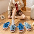 thumbnail image 6 of Gaexia Cartoon Fuzzy Slippers Animal Shape Slippers Thick Sole Soft Winter Indoor Slippers for Women And Men - w18-Blue, 6 of 6