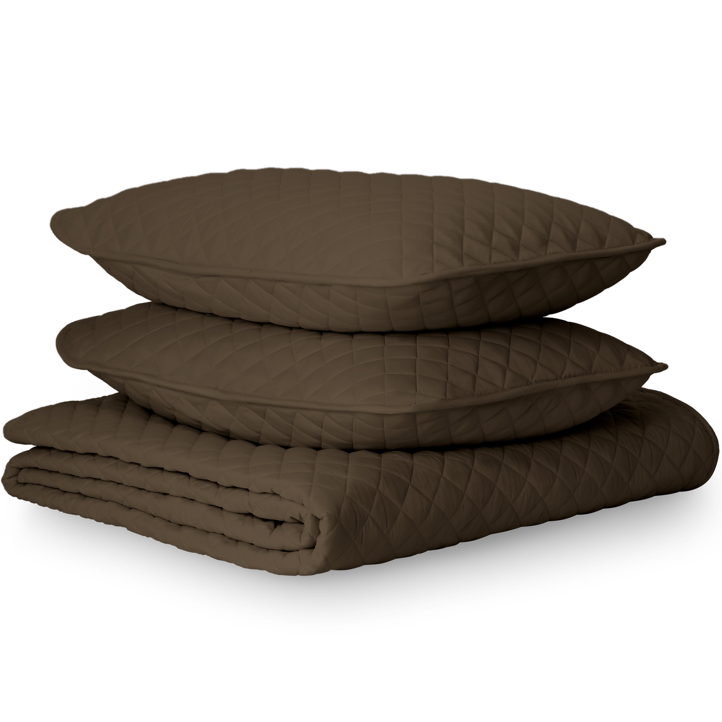 Bare Home Coverlet Set, Full/Queen, Cocoa, 3 Piece