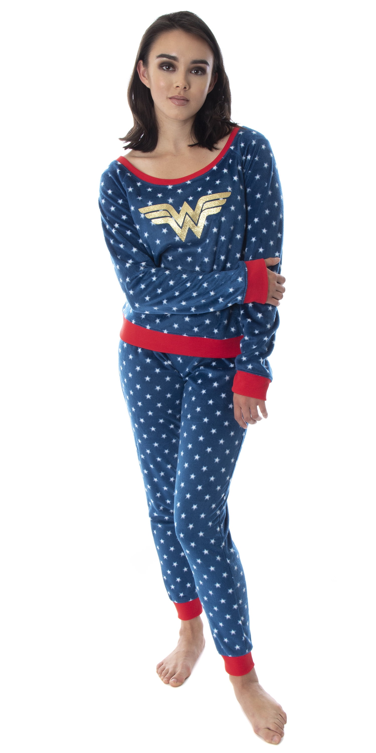 Comics Wonder Juniors' Fleece Joggers Pajama Set - Walmart.com