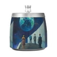thumbnail image 7 of Yayeee Ashtray with Lid for Cigarette Smokeless Stainless Steel Home Ash Holder, Blue Planet, 7 of 7