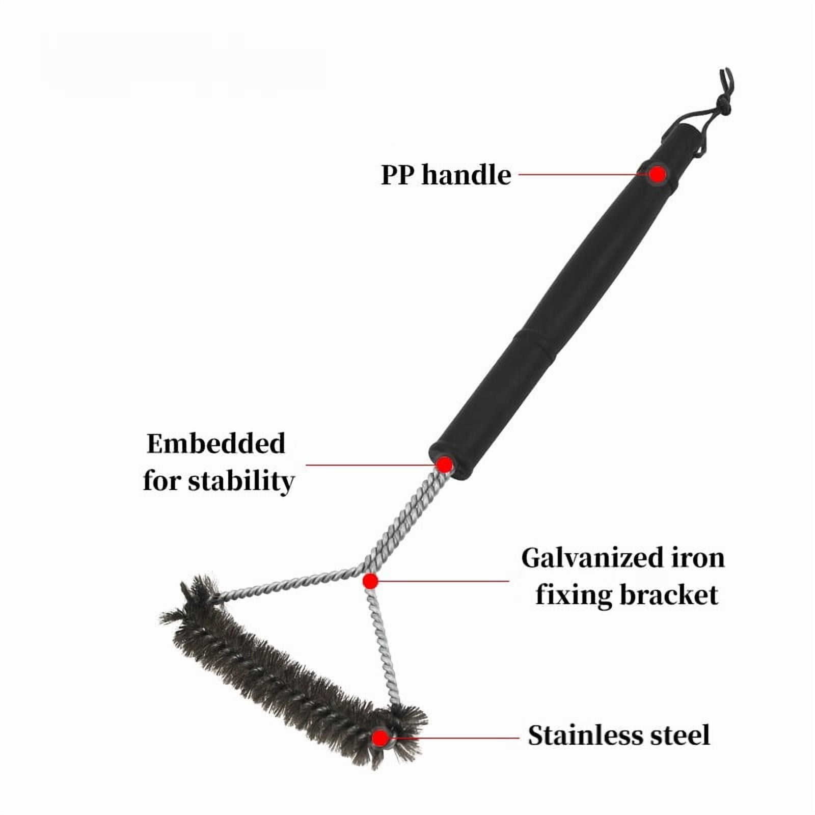 3 Pack Stainless Steel BBQ Grill Cleaning Brush with PP Handle, Heavy Duty Scraper for Grill Grate, Griddle, Oven Rack – Outdoor Home Barbecue Tool