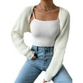 thumbnail image 3 of Wassery Women Knitted Cardigan Solid Color Long Sleeve Open Front Knitwear Shrug Sweaters Coat Autumn Winter Casual Loose Knit Jacket Outwear, 3 of 5
