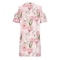 thumbnail image 4 of Rutainlusire Women's Spring Summer Trendy Ombre Floral Cold Shoulder Shift Dress Women's Unstructured Fashion Printed Camisole Beach Dress With Off-shoulder Short-sleeved V-neck Dress, 4 of 5
