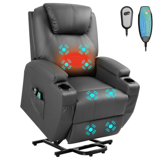 Vineego Electric Reclining Chair with Massage and Heating,Faux Leather