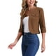 thumbnail image 4 of Chaquetas de mezclilla para mujeres INSPIRE CHIC para el Día de la Madre, sin cuello, de manga 3/4, chaquetas de cárdigan de mezclilla, marrón, 2XL, 4 of 6