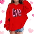 thumbnail image 2 of Lorytime Valentine Cute Hoodies for Girls Kids Long Sleeve Crewneck Sweatshirts Letters Tops with Pocket Loose Tops, 2 of 5