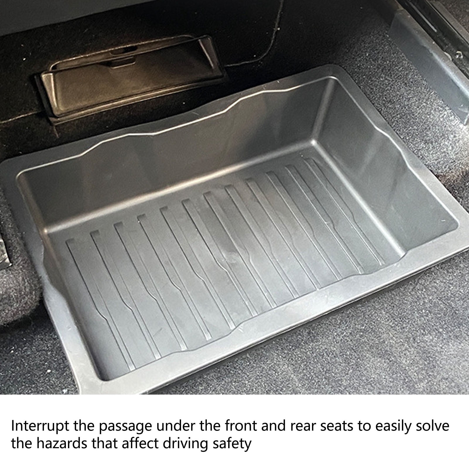 LAZIOEGR 2 Pcs Under Seat Storage Box Organizer Container Tray Replacement for Tesla Model Y 2020-2023, 16.5 x 11.0 x 4.7 Inches / 42 x 28 x 12 cm, Black Custom Fit Auto Interior Accessories Bin