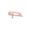 thumbnail image 4 of Rose Gold Plated Sterling Silver 925 Clear CZ Cross Ring Faith Band White Jewelry Female Size 6, 4 of 4