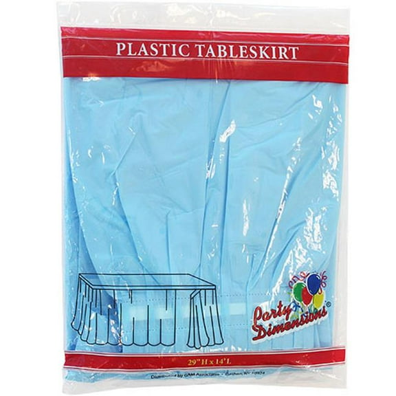 Party Dimensions Light Blue 29"H x 14'L Plastic Disposable Party Table Skirt